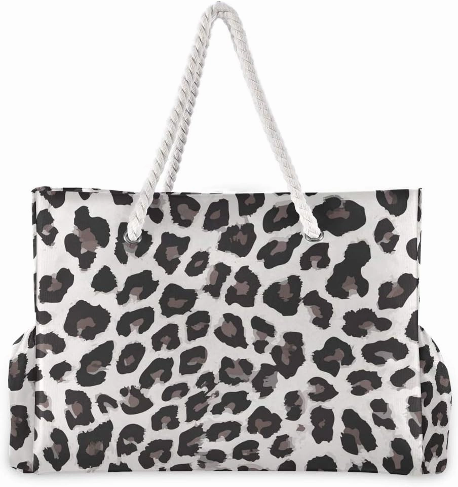 ALAZA Leopard Pattern Beach Toy Bag Groceries Bag for Seaside, Shower Stall, Swiming Pool