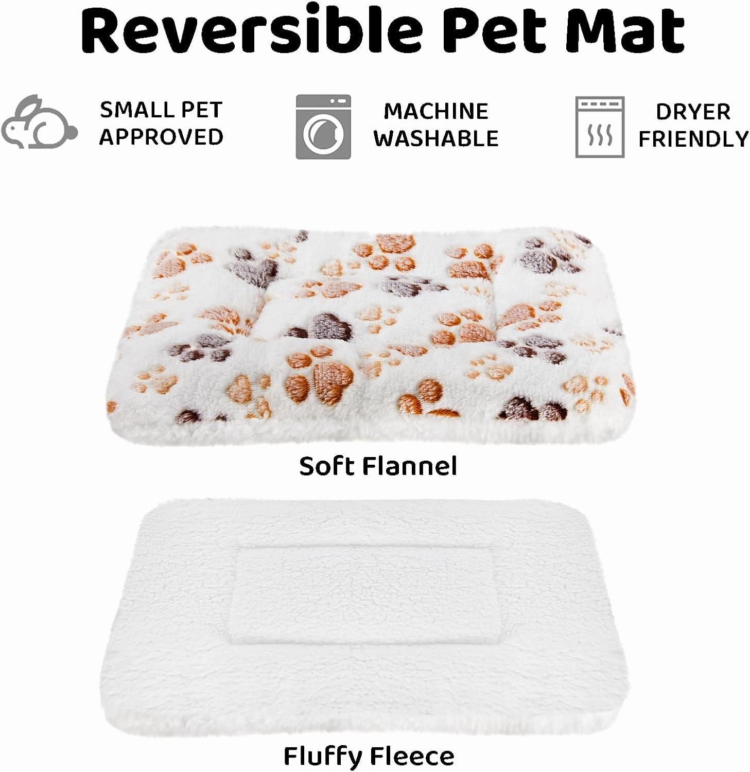Amakunft 2 Pcs Guinea Pig Bed Mat Washable, Rabbit Winter Bed Pad for Indoor, Warm Small Animal Bed Mattres, Fleece Sleeping Pad for Bunny, Rat, Hedgehog, Sugar Glider, Chinchilla (Paw, Large)