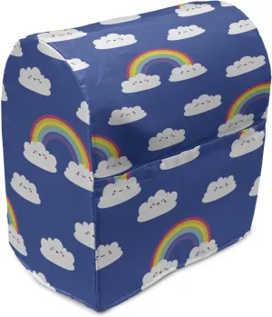 Ambesonne Cartoon Stand Mixer Cover, Joyful Smiling Fluffy Rainbow Clouds in the Sky Happiness Themed Repetition, Kitchen Appliance Organizer Bag Cover with a Pocket, 6-8 Quarts, Blue Multicolor