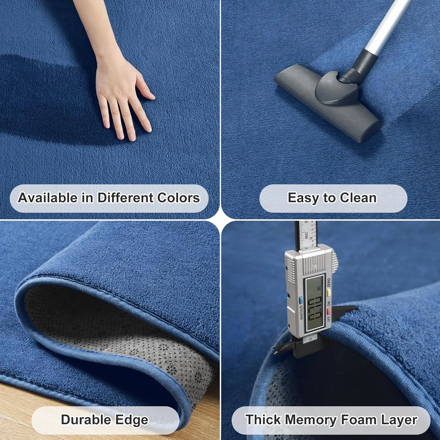 Amearea Modern Soft Hallway Runner Rug, 2x6 Feet Washable Runner Rugs for Hallway, Blue Fluffy Rug Bedroom Bedside Rugs, Non Slip Memory Foam Rug Carpet for Entrance Kitchen Living Room Decor