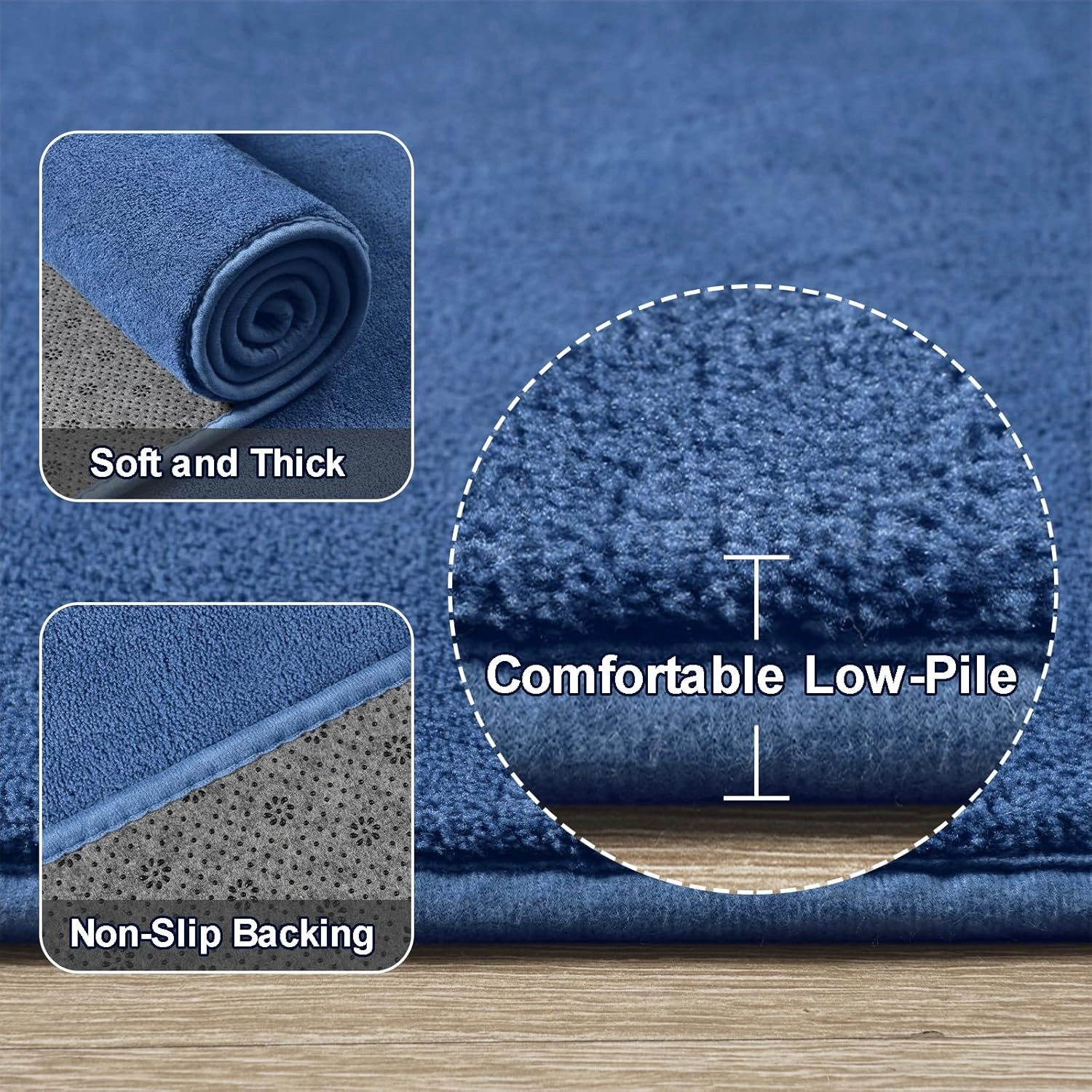 Amearea Modern Soft Hallway Runner Rug, 2x6 Feet Washable Runner Rugs for Hallway, Blue Fluffy Rug Bedroom Bedside Rugs, Non Slip Memory Foam Rug Carpet for Entrance Kitchen Living Room Decor