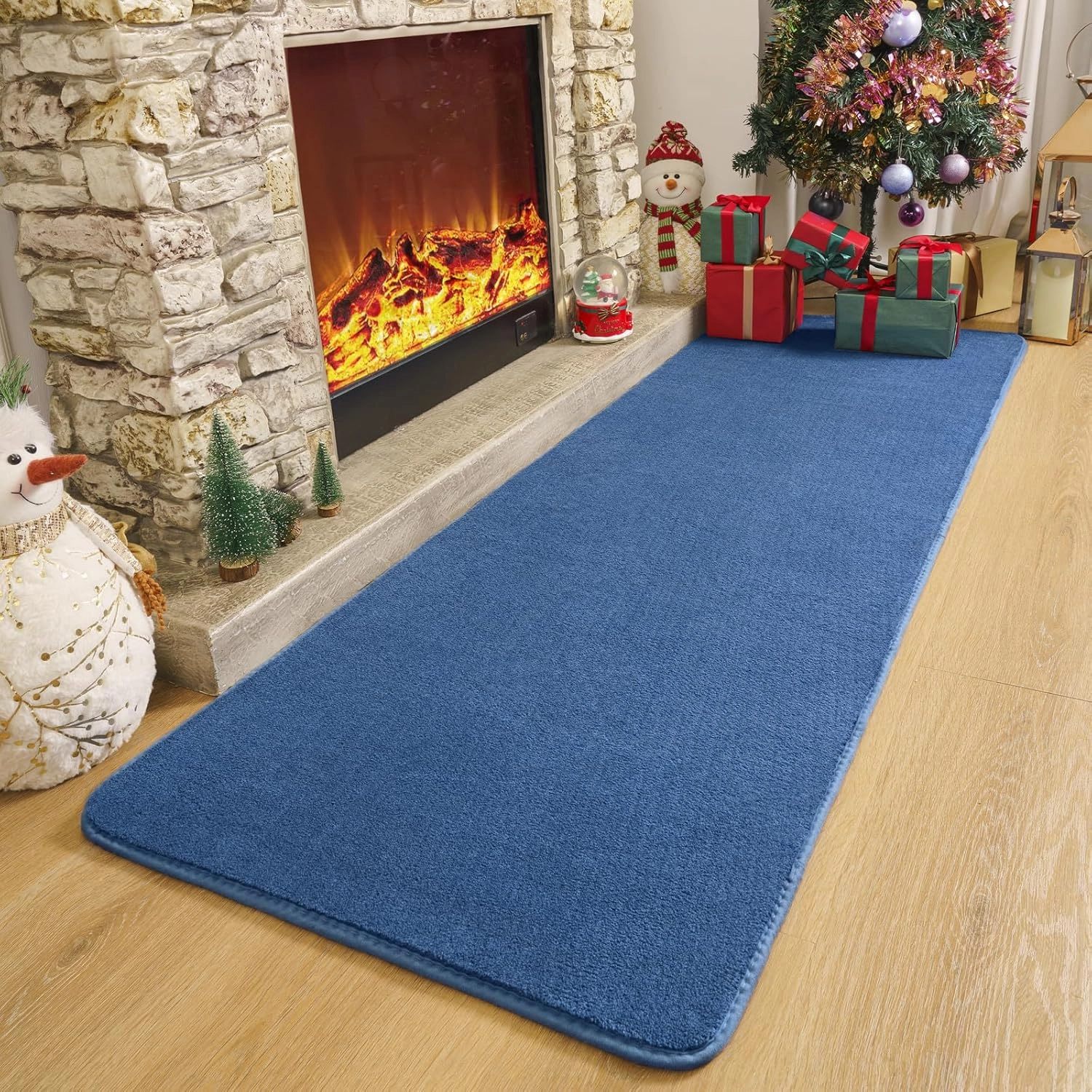 Amearea Modern Soft Hallway Runner Rug, 2x6 Feet Washable Runner Rugs for Hallway, Blue Fluffy Rug Bedroom Bedside Rugs, Non Slip Memory Foam Rug Carpet for Entrance Kitchen Living Room Decor