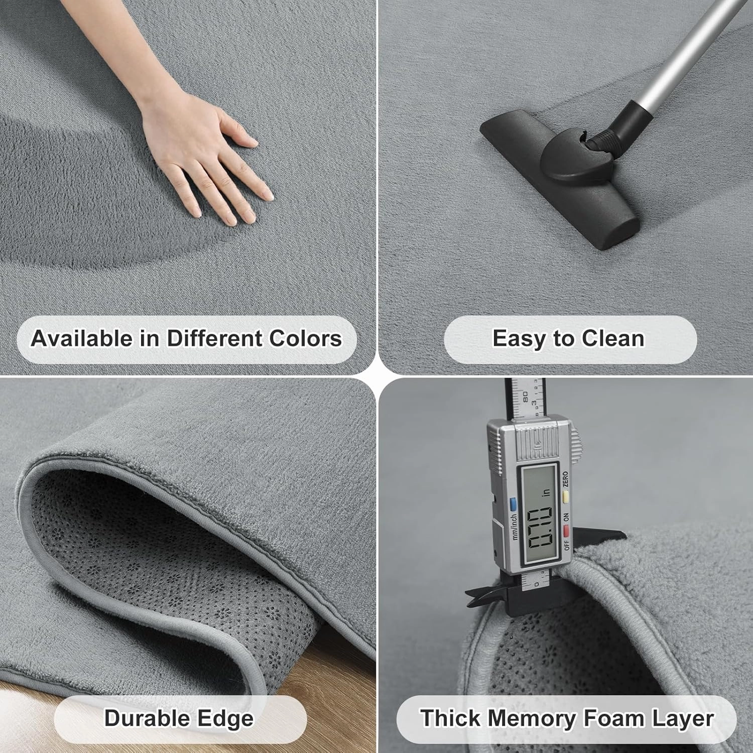 Amearea Modern Soft Hallway Runner Rug, 2x6 Feet Washable Runner Rugs for Hallway, Grey Fluffy Rug Bedroom Bedside Rugs, Non Slip Memory Foam Rug Carpet for Entrance Kitchen Living Room Decor