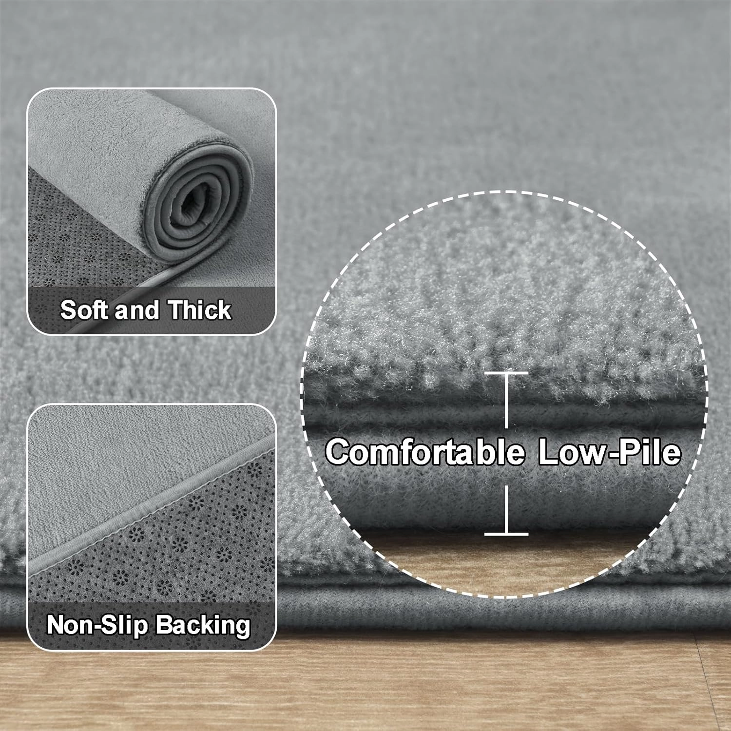Amearea Modern Soft Hallway Runner Rug, 2x6 Feet Washable Runner Rugs for Hallway, Grey Fluffy Rug Bedroom Bedside Rugs, Non Slip Memory Foam Rug Carpet for Entrance Kitchen Living Room Decor