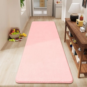 Amearea Modern Soft Hallway Runner Rug, 2x6 Feet Washable Runner Rugs for Hallway, Pink Fluffy Rug Bedroom Bedside Rugs, Non Slip Memory Foam Rug Carpet for Entrance Kitchen Living Room Decor