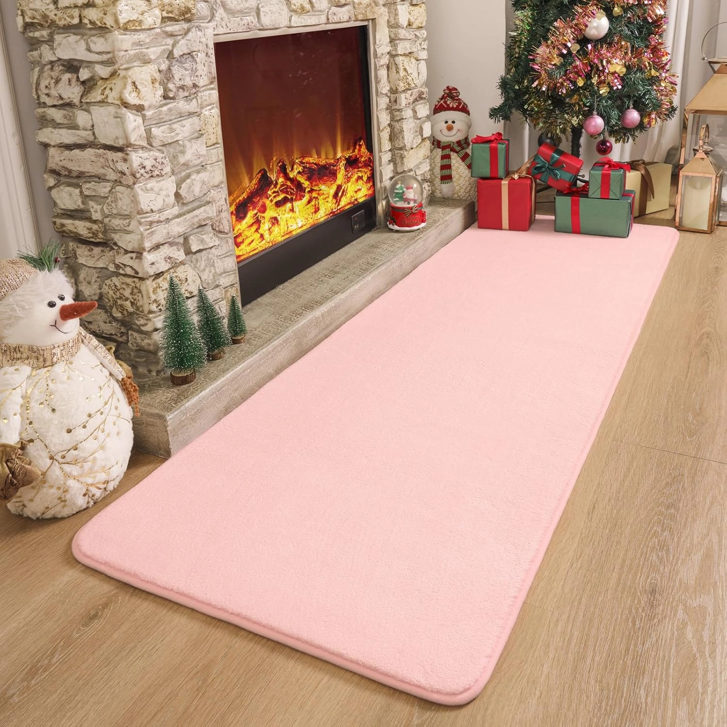 Amearea Modern Soft Hallway Runner Rug, 2x6 Feet Washable Runner Rugs for Hallway, Pink Fluffy Rug Bedroom Bedside Rugs, Non Slip Memory Foam Rug Carpet for Entrance Kitchen Living Room Decor