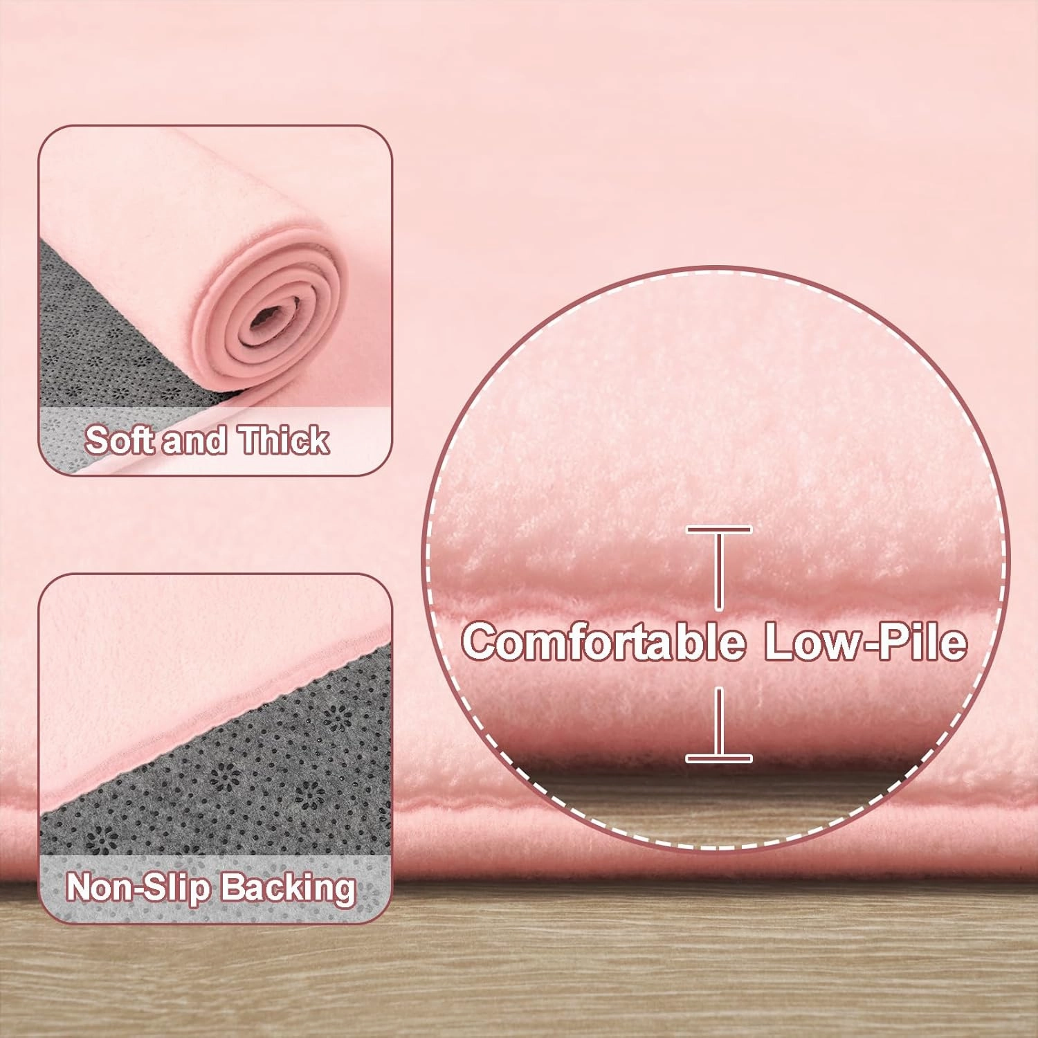 Amearea Modern Soft Hallway Runner Rug, 2x6 Feet Washable Runner Rugs for Hallway, Pink Fluffy Rug Bedroom Bedside Rugs, Non Slip Memory Foam Rug Carpet for Entrance Kitchen Living Room Decor