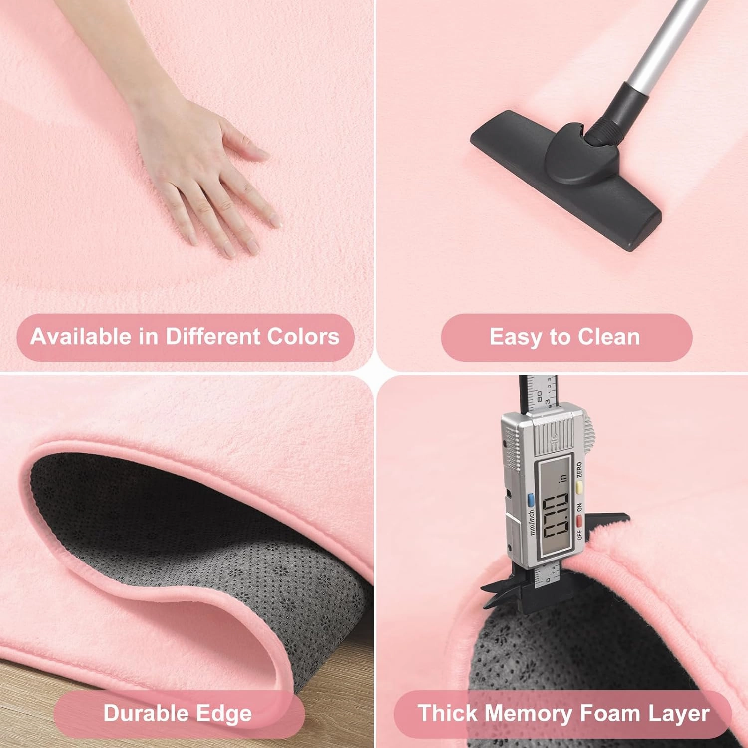 Amearea Modern Soft Hallway Runner Rug, 2x6 Feet Washable Runner Rugs for Hallway, Pink Fluffy Rug Bedroom Bedside Rugs, Non Slip Memory Foam Rug Carpet for Entrance Kitchen Living Room Decor
