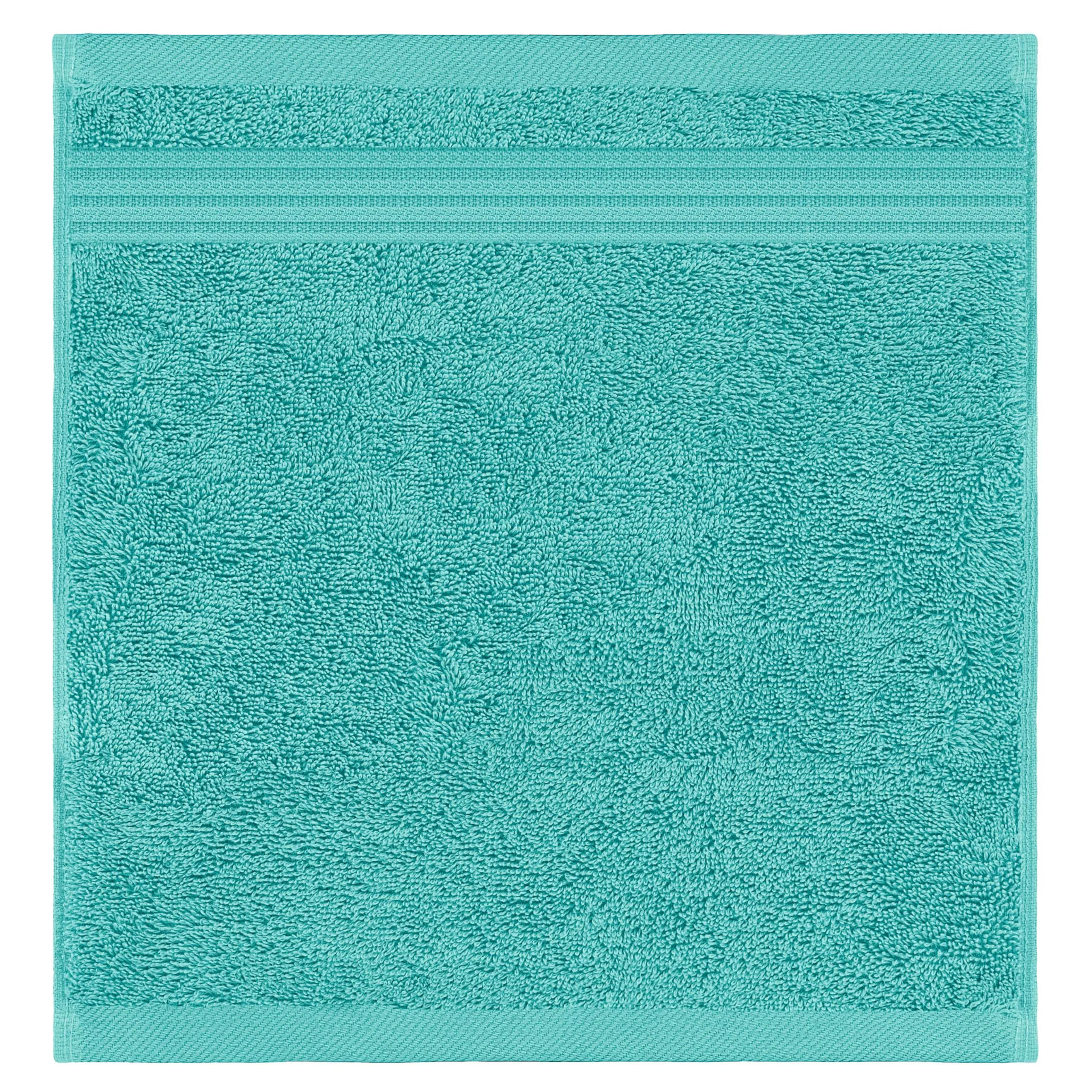 American Veteran Towel, 100% Cotton Turkish Washcloths for Bathroom Essentials 4 Pack, Soft Absorbent Wash Cloths Quick Drying Small Towels Washrags, Turquoise Blue