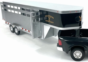 AMT Adult Collectibles - Yellowstone Dutton Ranch Trailer with Gooseneck Trailer Hitch for Farm Toys - Collectibles - Working Rear and Side Doors 1:20 Scale