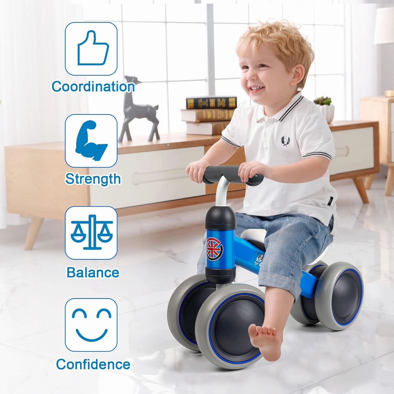 Ancaixin Baby Balance Bikes for 1 Year Old Boy Girl, Best First Birthday Gifts for Toddler from Standing to Running, Riding Toys for 1  Years Old, No Pedal Infant 4 Wheels Baby Bicycle