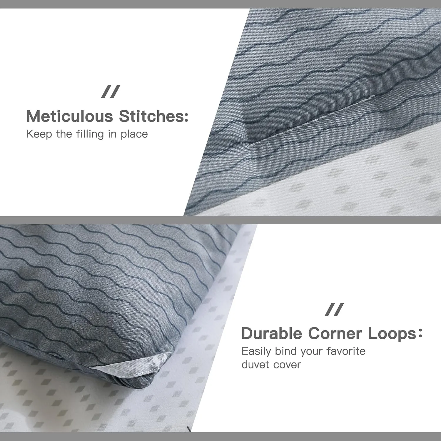 Andency King Size Comforter Set 7 Pieces - Light Grey Striped Lightweight Bed in a Bag, Soft Microfiber Farmhouse All Season Bedding Set with Comforter, Fitted & Flat Sheet, Pillowcases & Shams