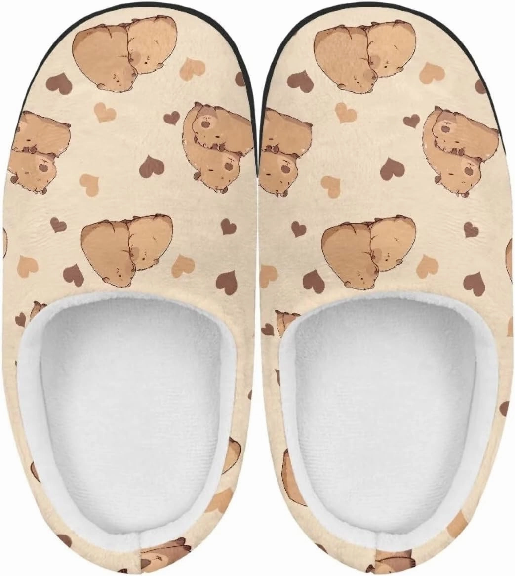 Animal Plush Slippers for Kids Cozy Warm Fluffy Cotton Slippers Winter Flannel Breathable House Outdoor Slippers for Child US 9-15