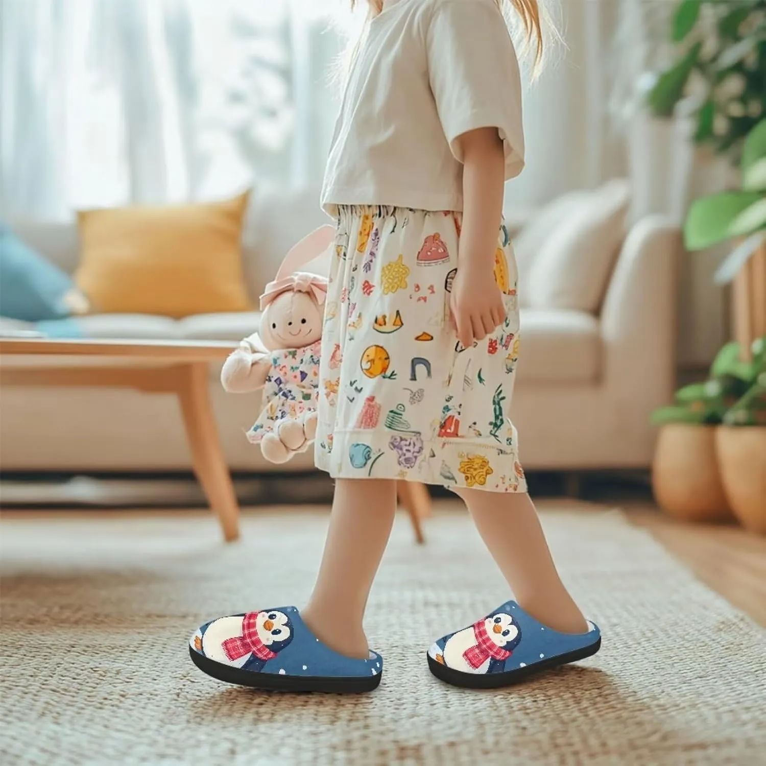 Animals Plush Slippers for Kids Soft Fluffy Flannel Cotton Slippers Warm Home Outdoor Slippers for Child US 9-15
