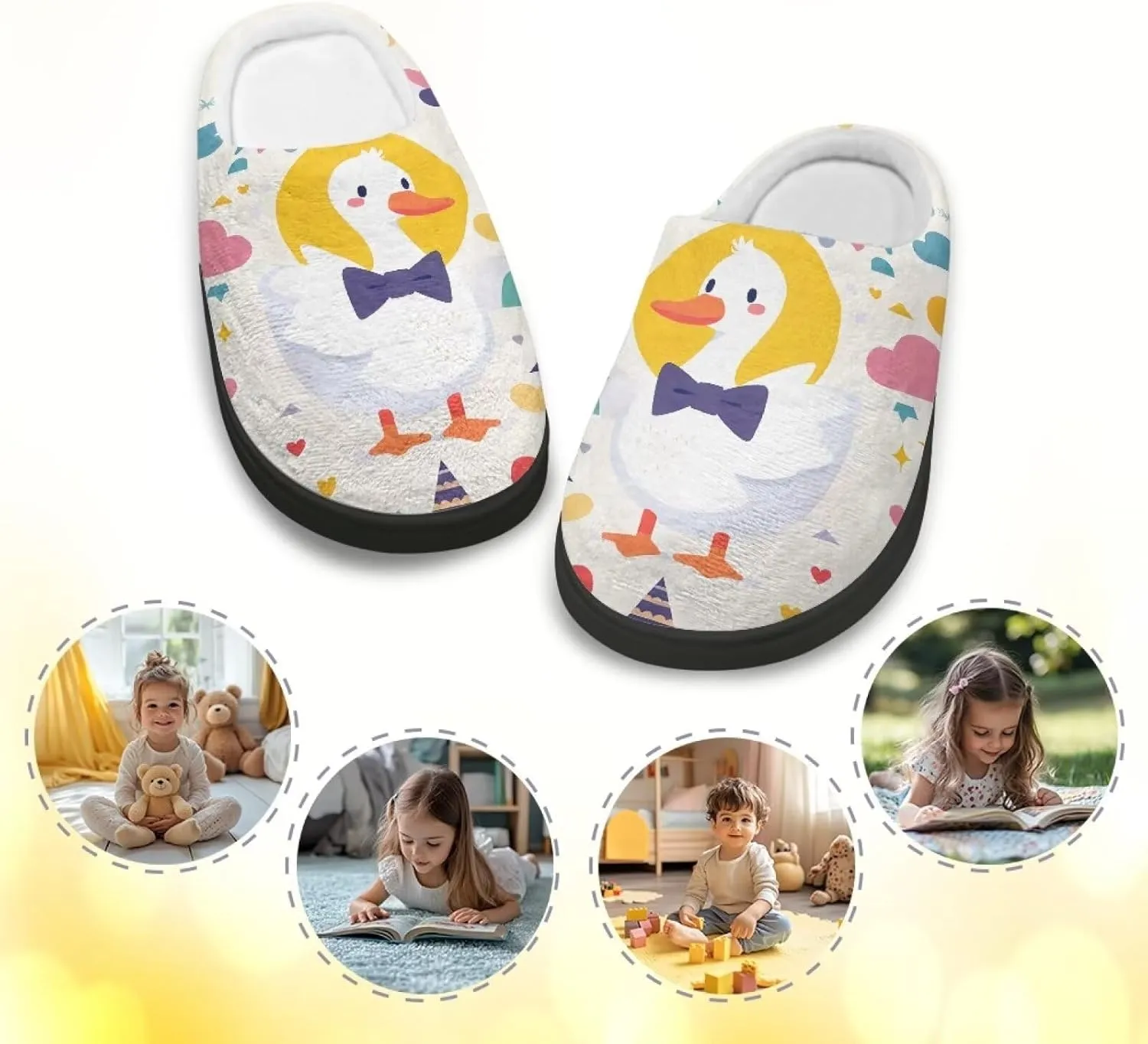 Animals Plush Slippers for Kids Soft Fluffy Flannel Cotton Slippers Warm Home Outdoor Slippers for Child US 9-15