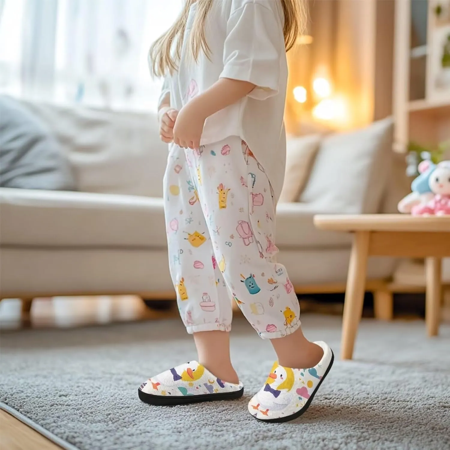 Animals Plush Slippers for Kids Soft Fluffy Flannel Cotton Slippers Warm Home Outdoor Slippers for Child US 9-15