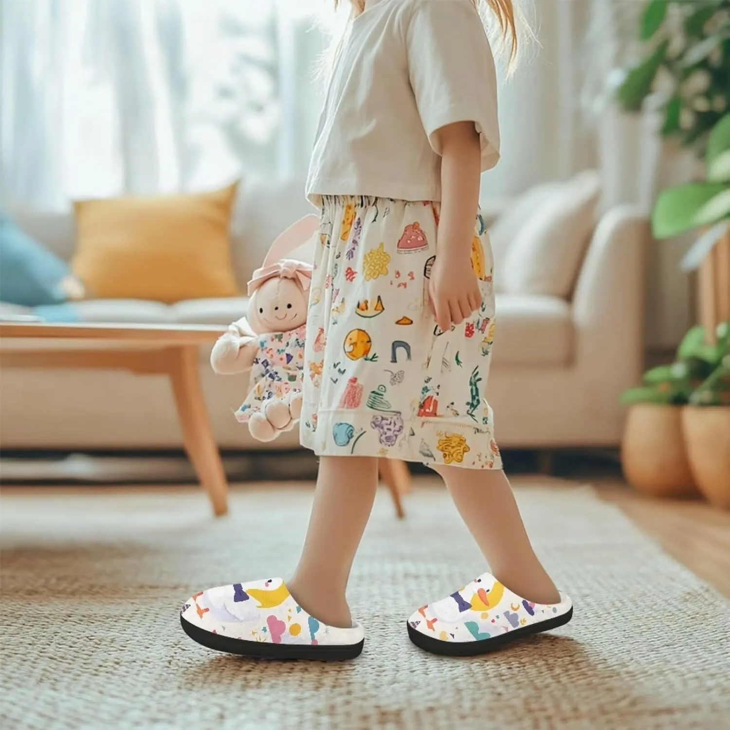 Animals Plush Slippers for Kids Soft Fluffy Flannel Cotton Slippers Warm Home Outdoor Slippers for Child US 9-15