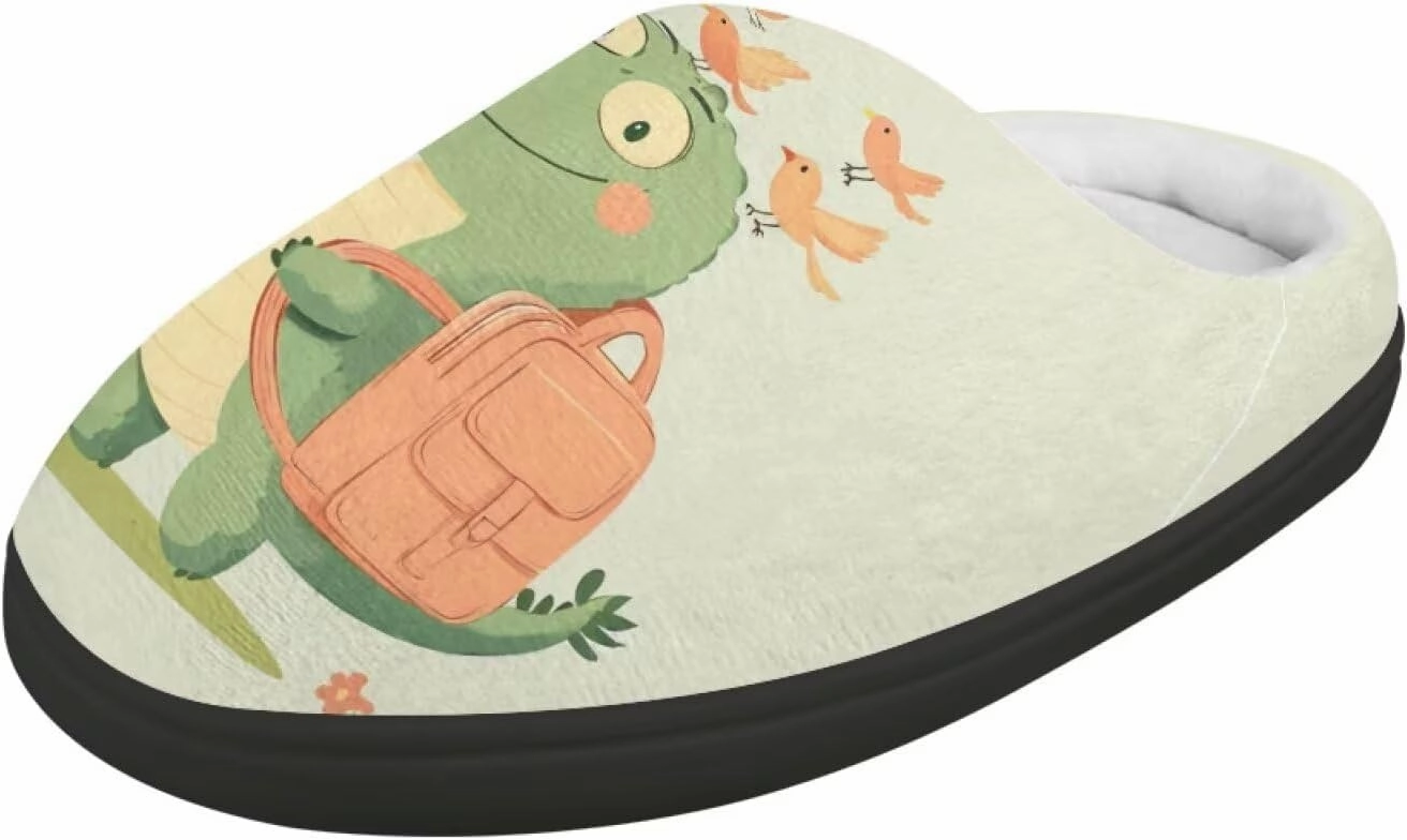 Animals Plush Slippers for Kids Fluffy Cozy Cotton Slippers Warm Non-Slip Home Outdoor Slippers for Child US 9-15