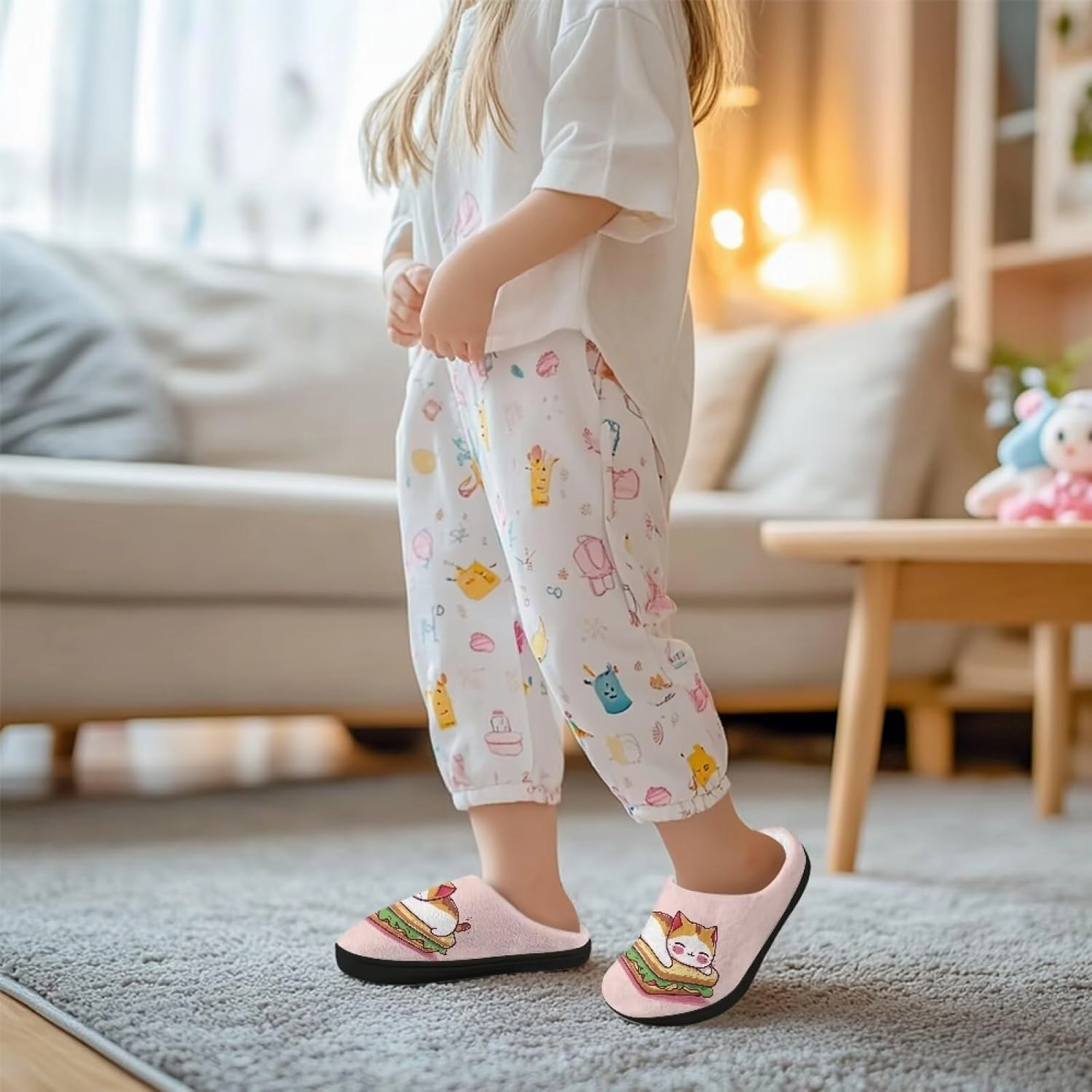 Animals Plush Slippers for Kids Fluffy Cozy Cotton Slippers Warm Non-Slip Home Outdoor Slippers for Child US 9-15
