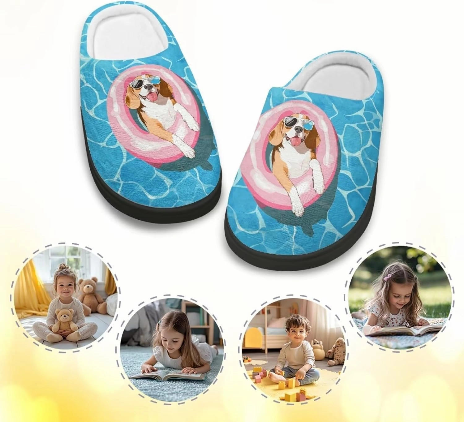 Animals Plush Slippers for Kids Fluffy Cozy Cotton Slippers Warm Non-Slip Home Outdoor Slippers for Child US 9-15