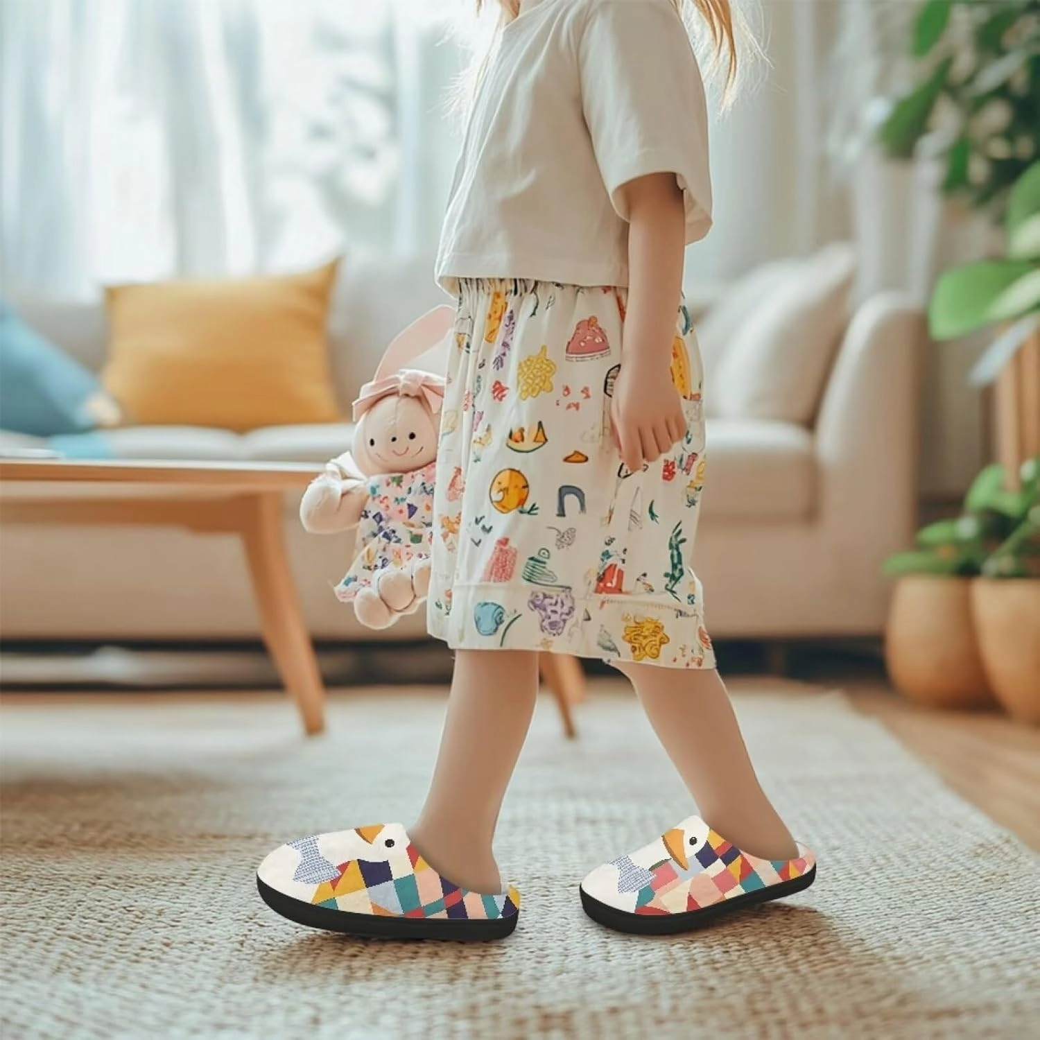 Animals Plush Slippers for Kids Soft Fluffy Flannel Cotton Slippers Warm Home Outdoor Slippers for Child US 9-15