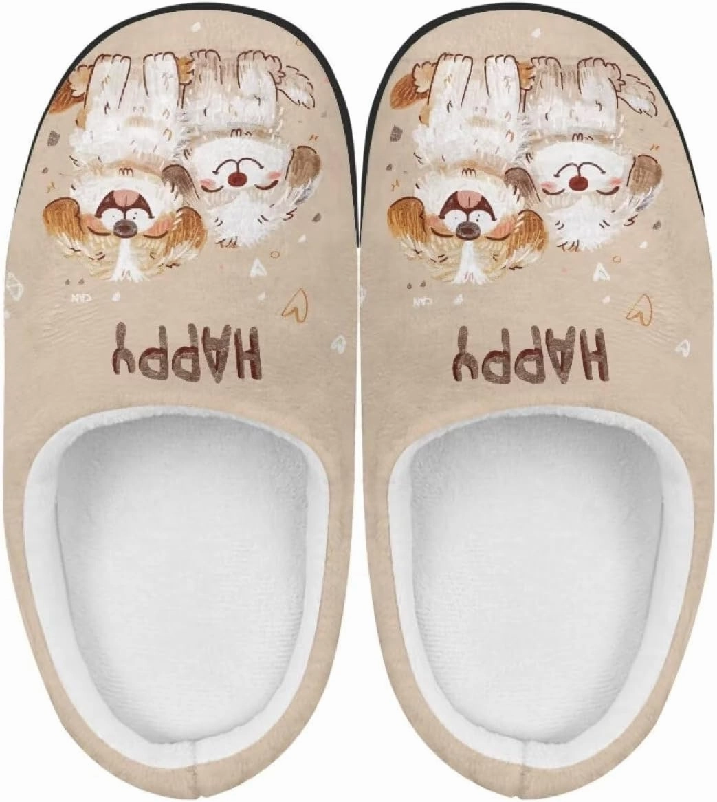 Animals Plush Slippers for Kids Soft Fluffy Flannel Cotton Slippers Warm Home Outdoor Slippers for Child US 9-15