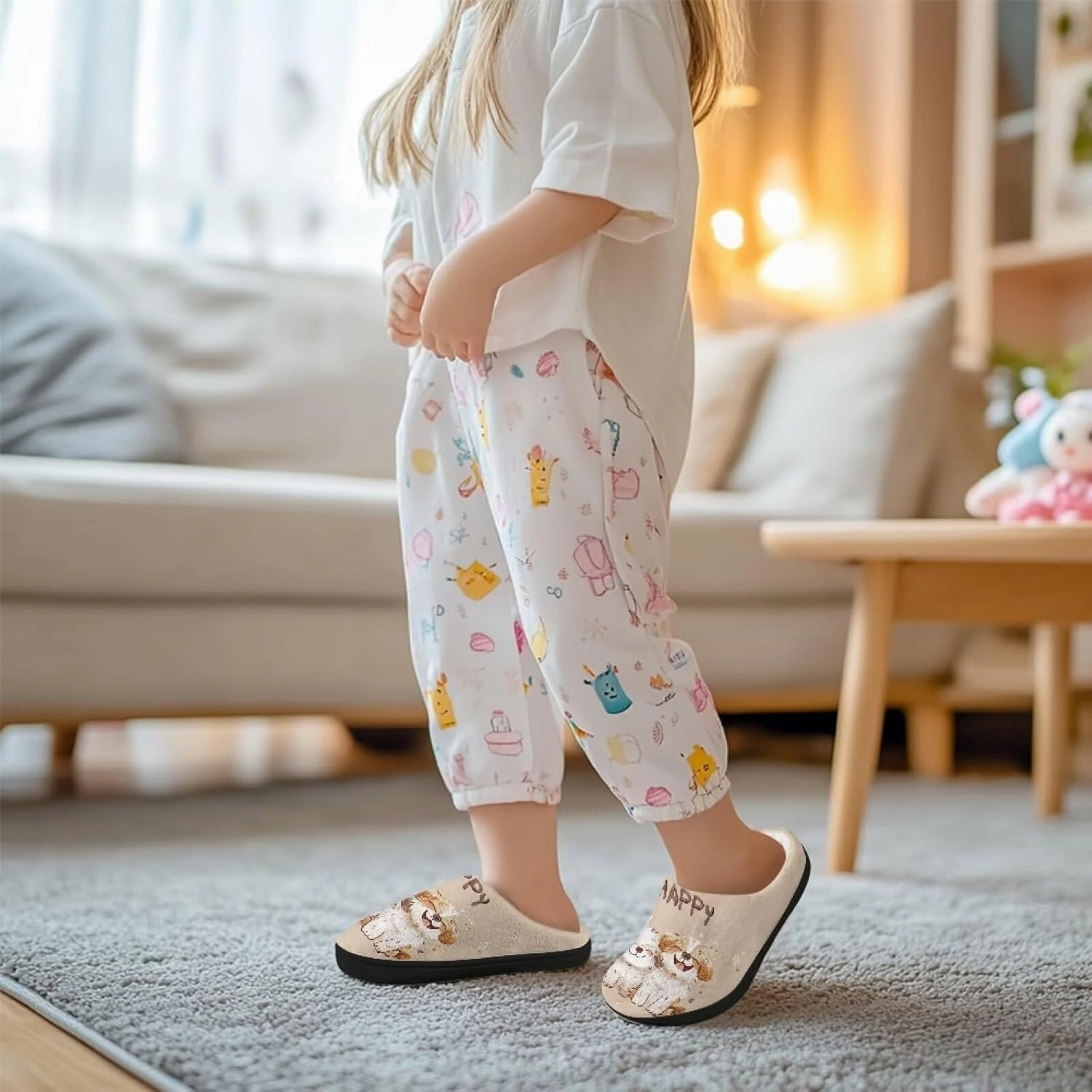 Animals Plush Slippers for Kids Soft Fluffy Flannel Cotton Slippers Warm Home Outdoor Slippers for Child US 9-15