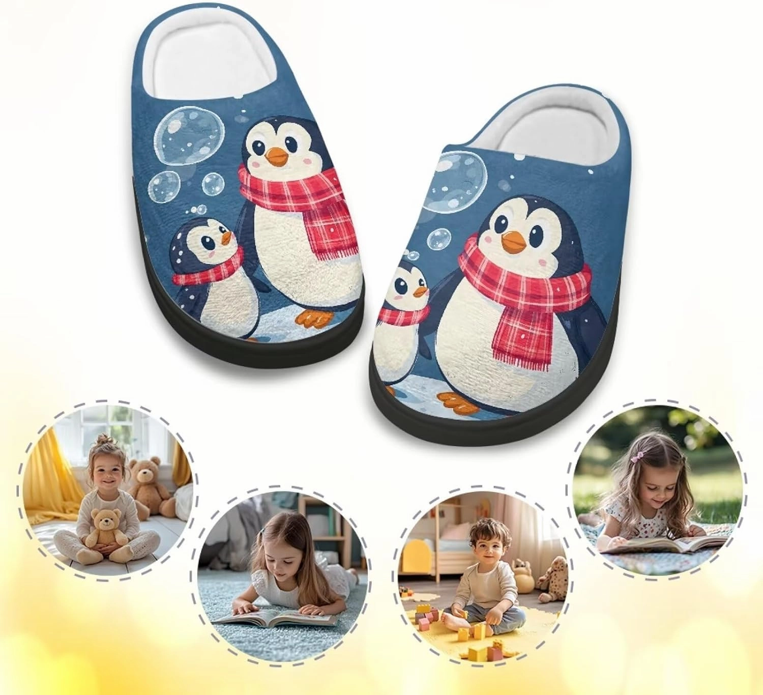 Animals Plush Slippers for Kids Soft Fluffy Flannel Cotton Slippers Warm Home Outdoor Slippers for Child US 9-15