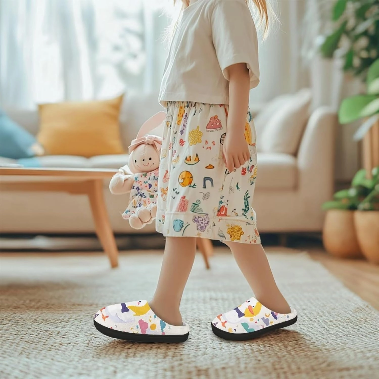 Animals Plush Slippers for Kids Soft Fluffy Flannel Cotton Slippers Warm Home Outdoor Slippers for Child US 9-15