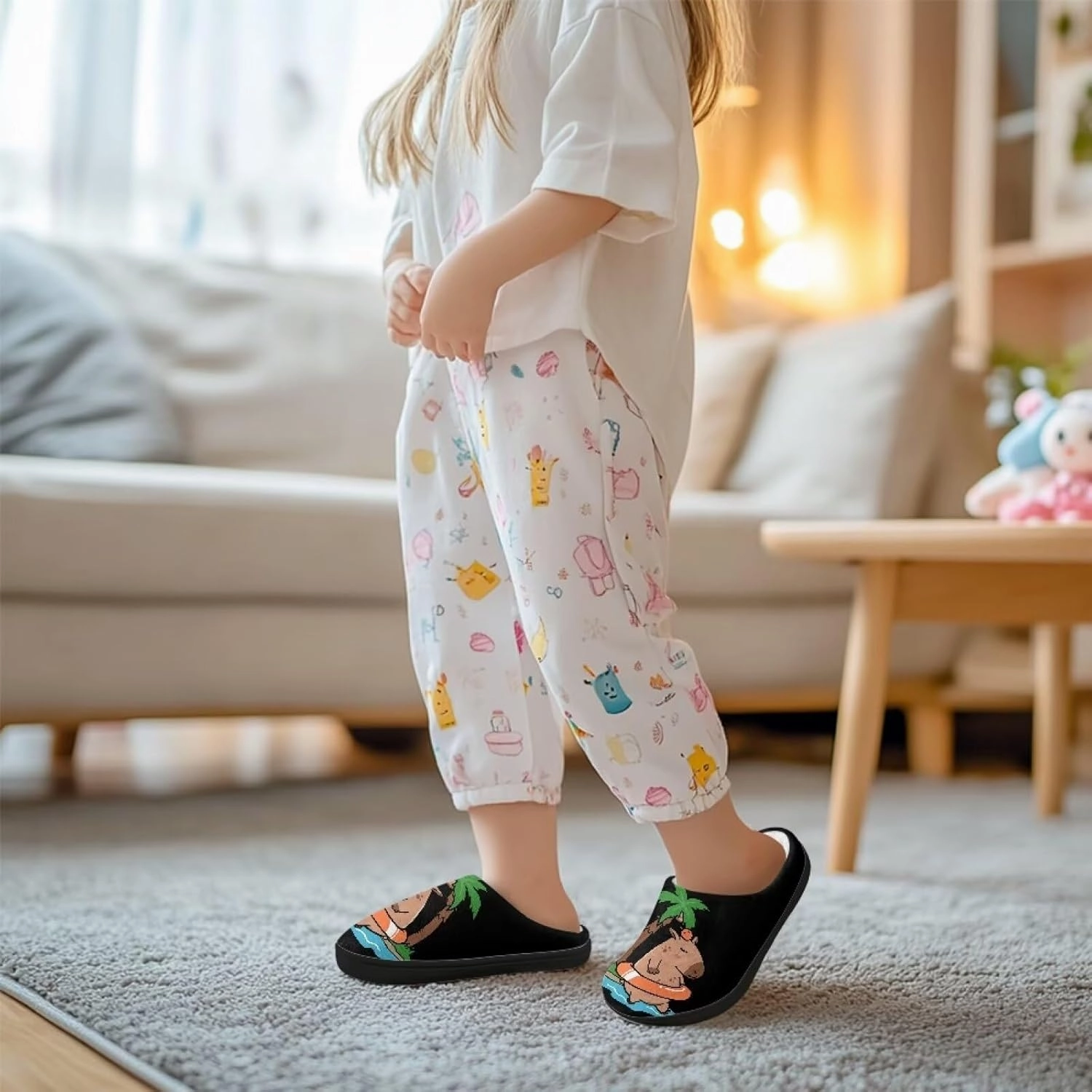 Animals Plush Slippers for Kids Soft Fluffy Flannel Cotton Slippers Warm Home Outdoor Slippers for Child US 9-15