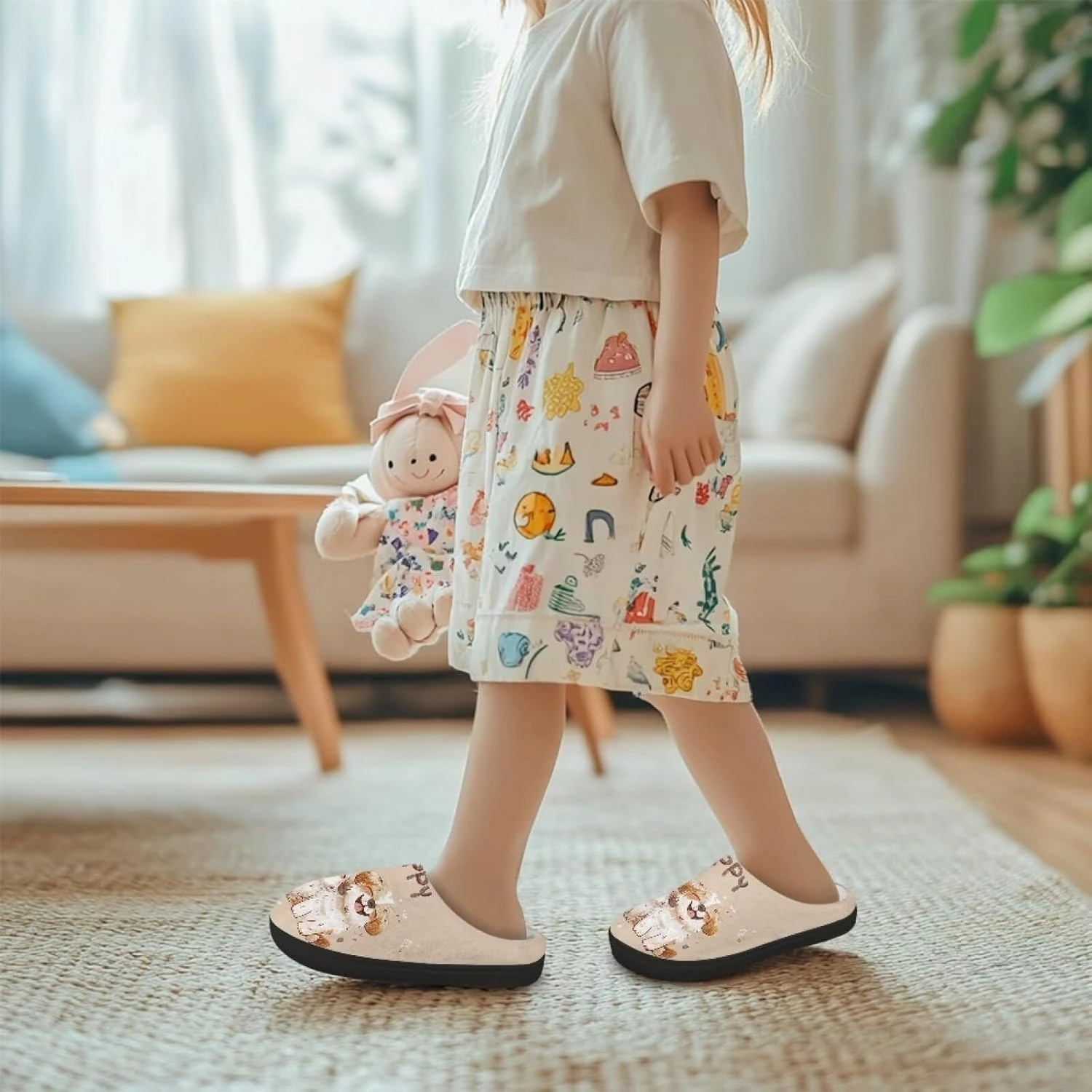 Animals Plush Slippers for Kids Soft Fluffy Flannel Cotton Slippers Warm Home Outdoor Slippers for Child US 9-15