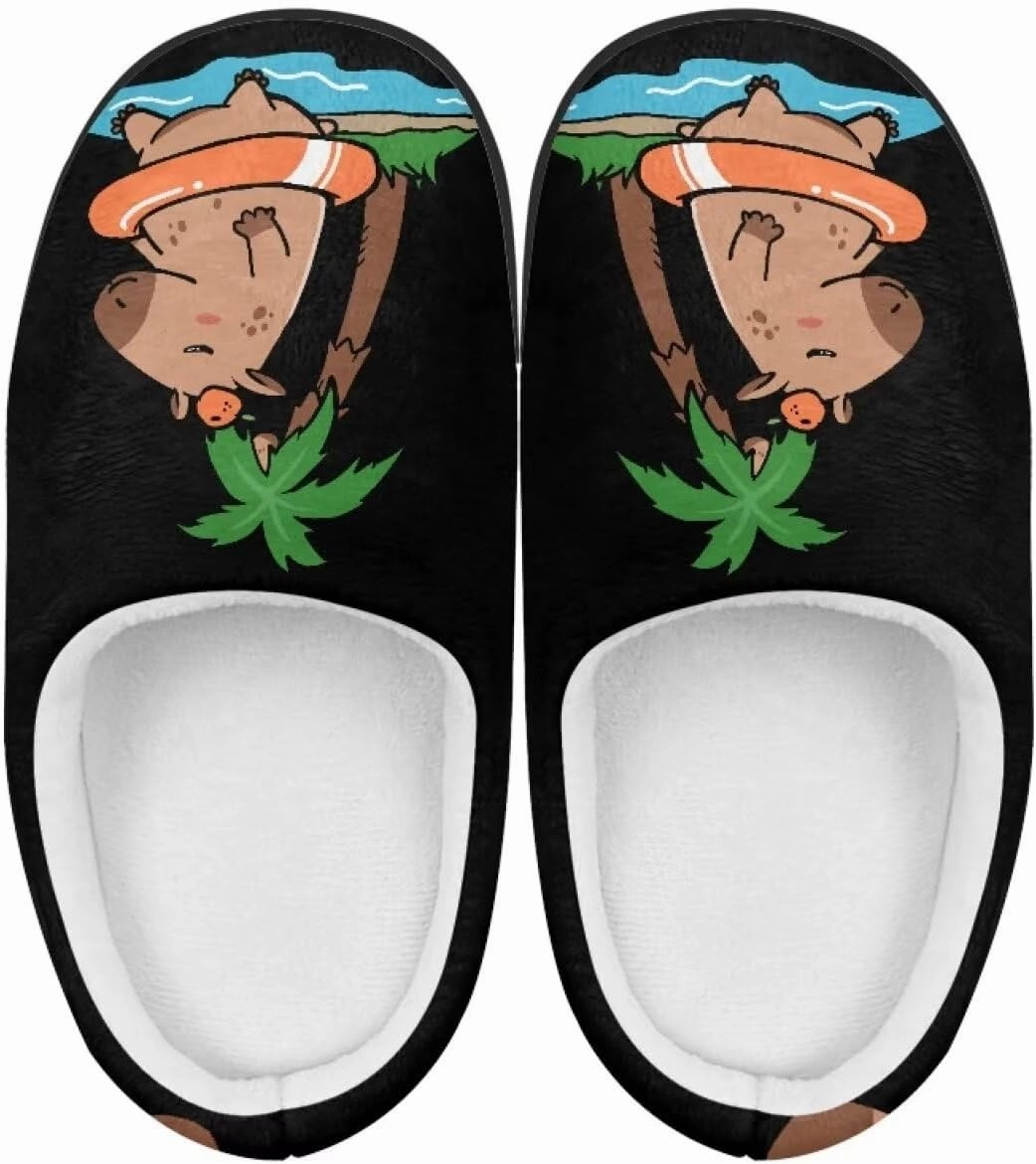 Animals Plush Slippers for Kids Soft Fluffy Flannel Cotton Slippers Warm Home Outdoor Slippers for Child US 9-15
