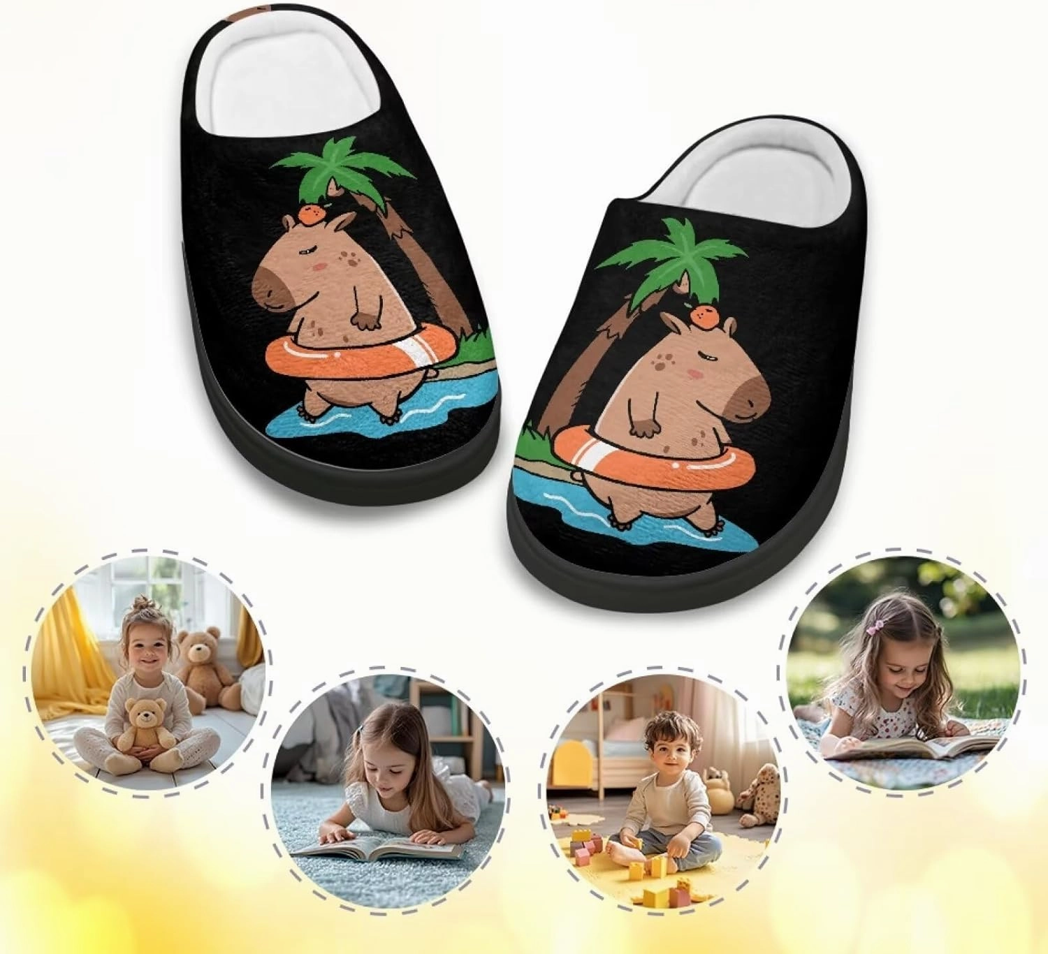 Animals Plush Slippers for Kids Soft Fluffy Flannel Cotton Slippers Warm Home Outdoor Slippers for Child US 9-15