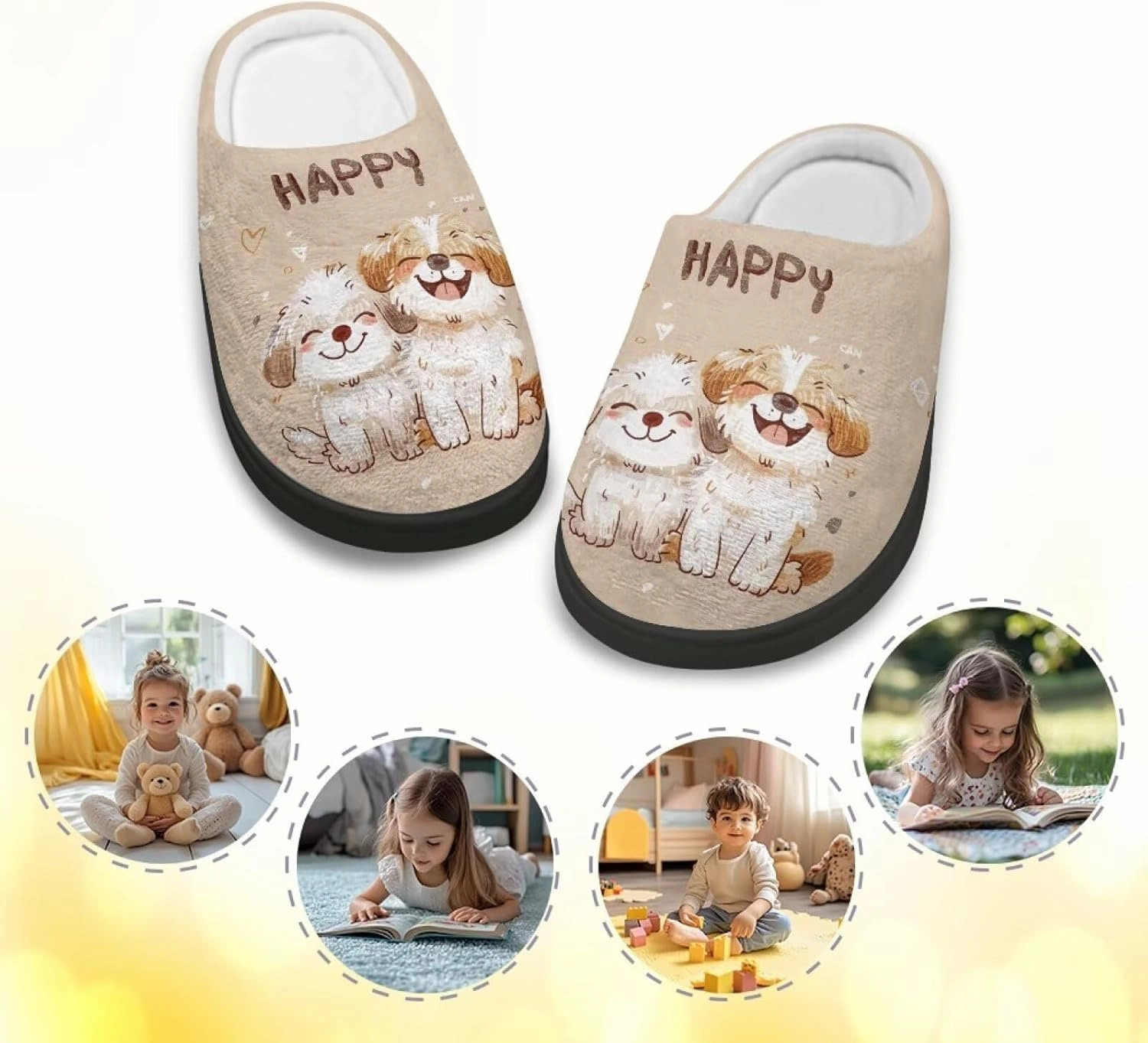 Animals Plush Slippers for Kids Soft Fluffy Flannel Cotton Slippers Warm Home Outdoor Slippers for Child US 9-15