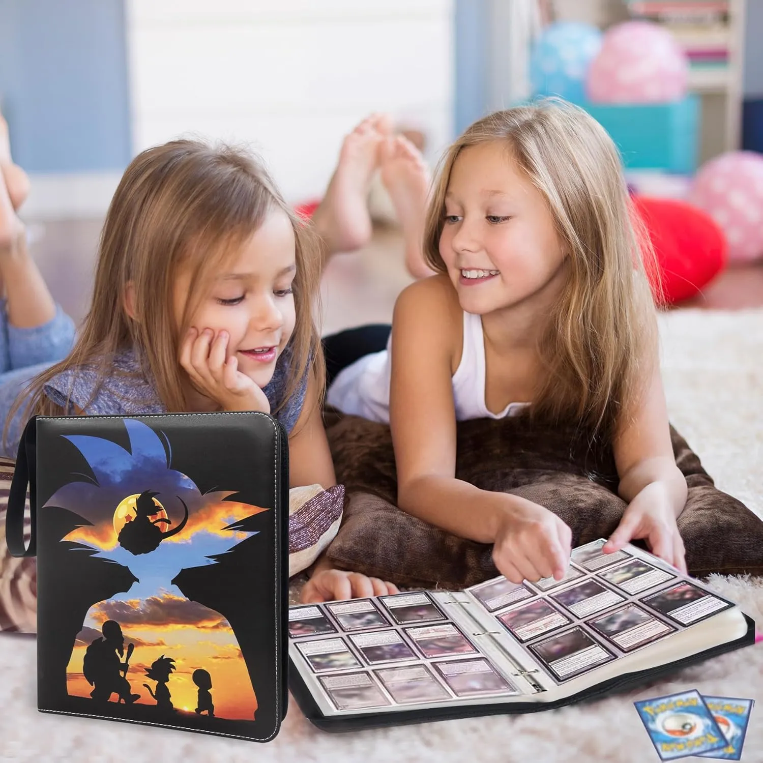 Anime Trading Card Binder for Dragon Ball Cards,9 Pocket with 60 Sleeves up to 1080 Cards One Piece TCG Card Binder,Waterproof Card Storage Book,Son Goku Cards Z Display Case