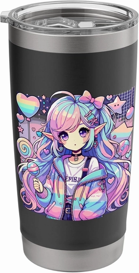 Anime Girl Pastel Kawaii Waifu Elves Gothic Otaku Stainless Steel Insulated Tumbler