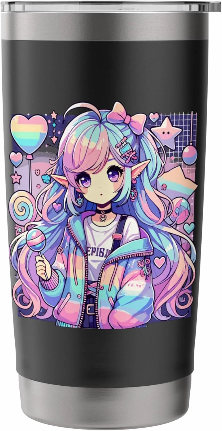 Anime Girl Pastel Kawaii Waifu Elves Gothic Otaku Stainless Steel Insulated Tumbler