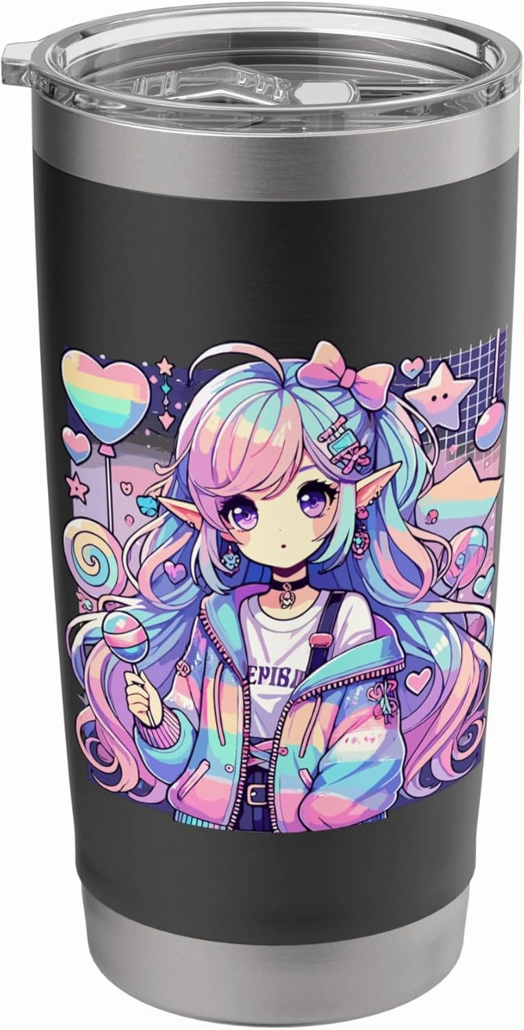 Anime Girl Pastel Kawaii Waifu Elves Gothic Otaku Stainless Steel Insulated Tumbler