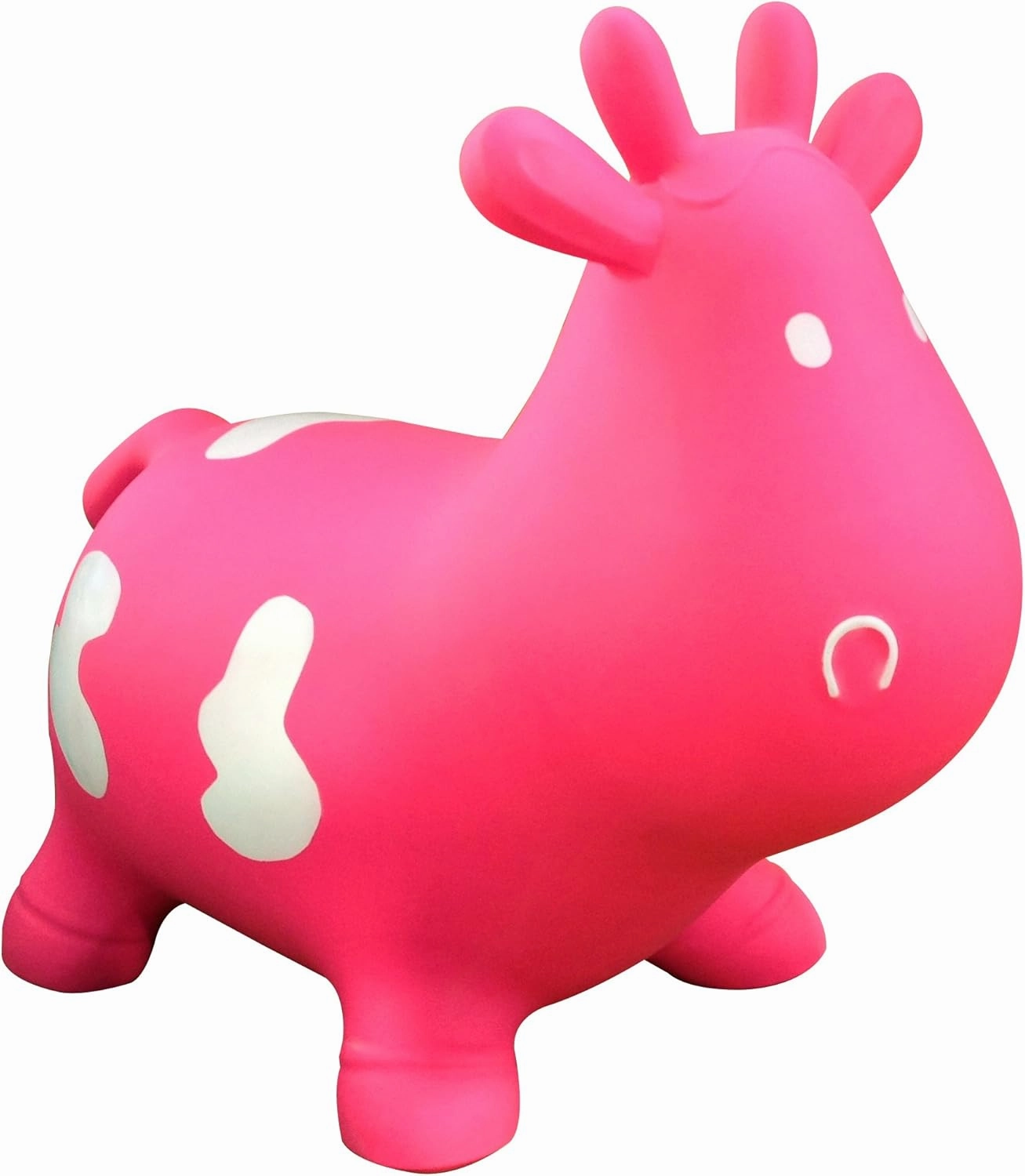 AppleRound Cow Bouncer with Air Pump, Inflatable Space Hopper, Ride-on Bouncy Animal (Pink)