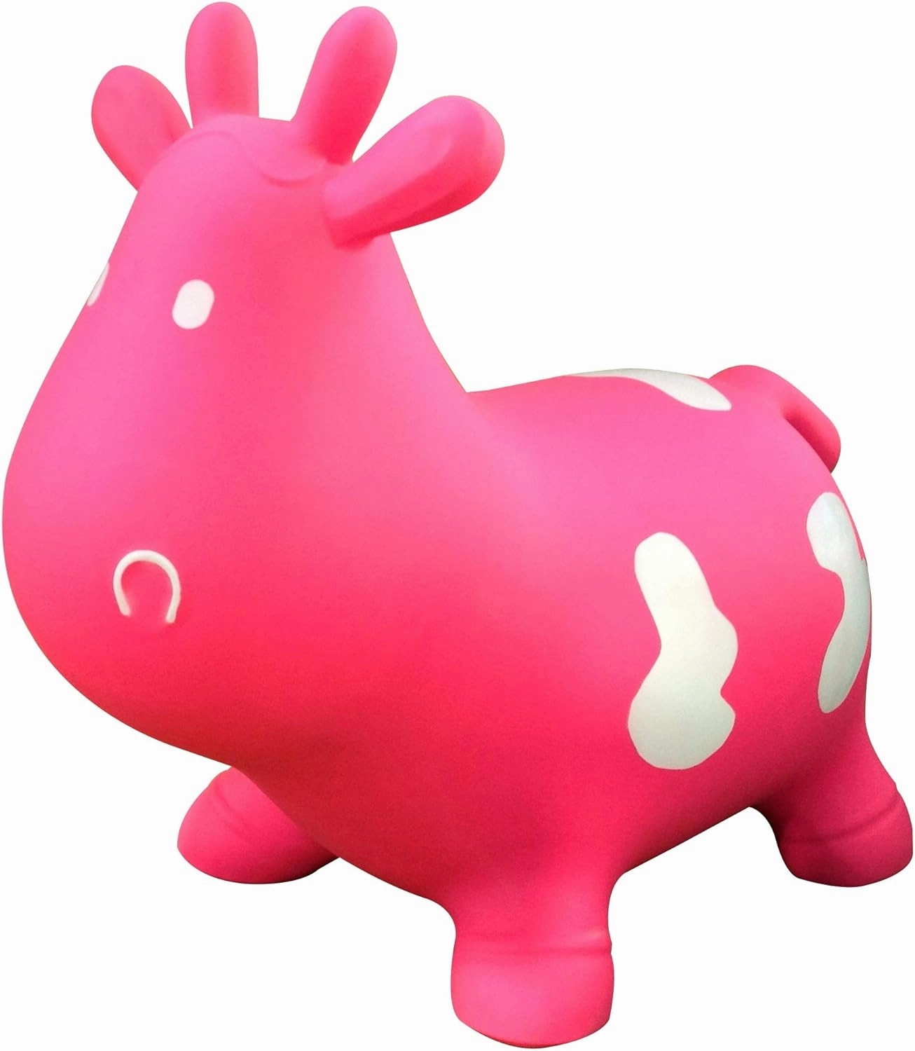 AppleRound Cow Bouncer with Air Pump, Inflatable Space Hopper, Ride-on Bouncy Animal (Pink)