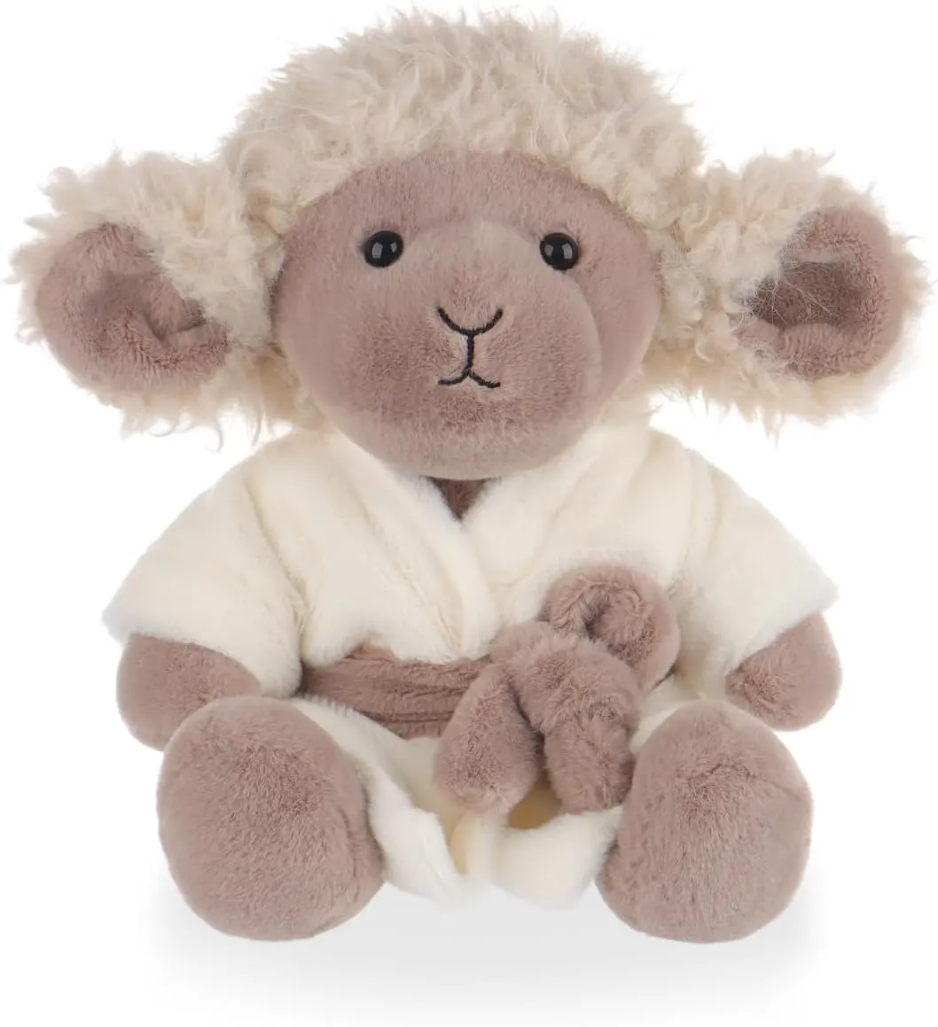 Apricot Lamb Bathrobe Lamb Stuffed Animals for Kids, Soft Cute Plush Toys for Baby Girl and Boy, 8.5 Inches