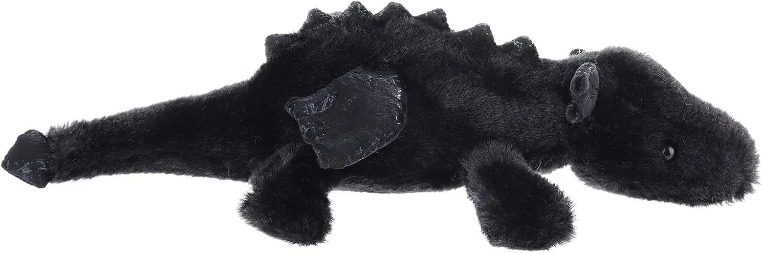 Apricot Lamb Lying Dragon Plush Stuffed Animals for Kids, Soft Cute Dinosaur Plushies Toys for Baby Girl and Boy, Fluffy Lying Dragon Black
