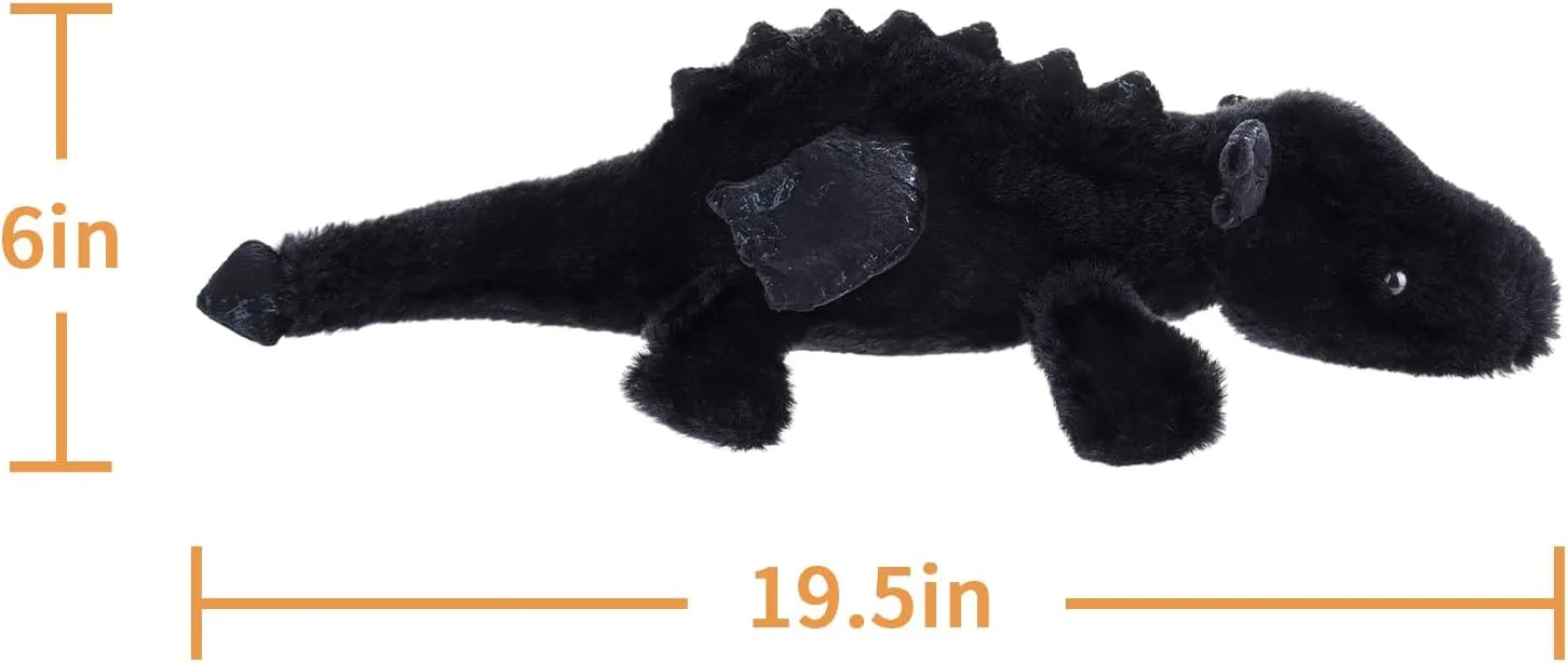 Apricot Lamb Lying Dragon Plush Stuffed Animals for Kids, Soft Cute Dinosaur Plushies Toys for Baby Girl and Boy, Fluffy Lying Dragon Black