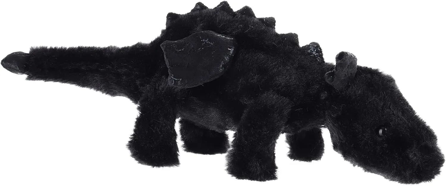 Apricot Lamb Lying Dragon Plush Stuffed Animals for Kids, Soft Cute Dinosaur Plushies Toys for Baby Girl and Boy, Fluffy Lying Dragon Black