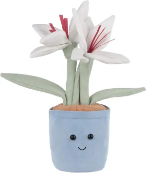 Apricot Lamb Potted Lily Flower Plush Stuffed Animals for Kids, Soft Cute Plush Toys for Baby Girl and Boy, Fluffy Potted Lily Flower White