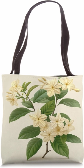 Arabian Jasmine Flower Cottagecore Graphic Tote Bag