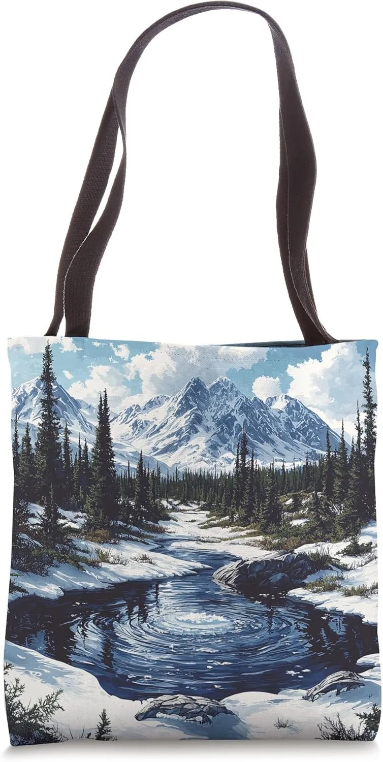 Arctic Tundra Vintage Landscape Graphic Tote Bag