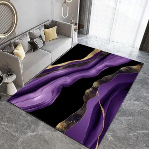 Area Rug for Living Room, Bedroom Rugs Minimalist Marble Pattern Purple Washable Carpet, Soft Fluffy Rug Non Skid Home Office Decor Large Carpet 2x3 ft