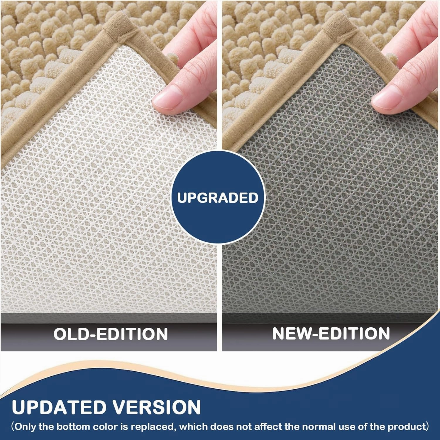 Arotive Luxury Chenille Bathroom Rug Mat, Extra Soft Thick Absorbent Shaggy Bath Rugs, Non-Slip Machine Wash Dry, Plush Bath Mats for Bathroom, Shower and Tub, 30x17, Beige