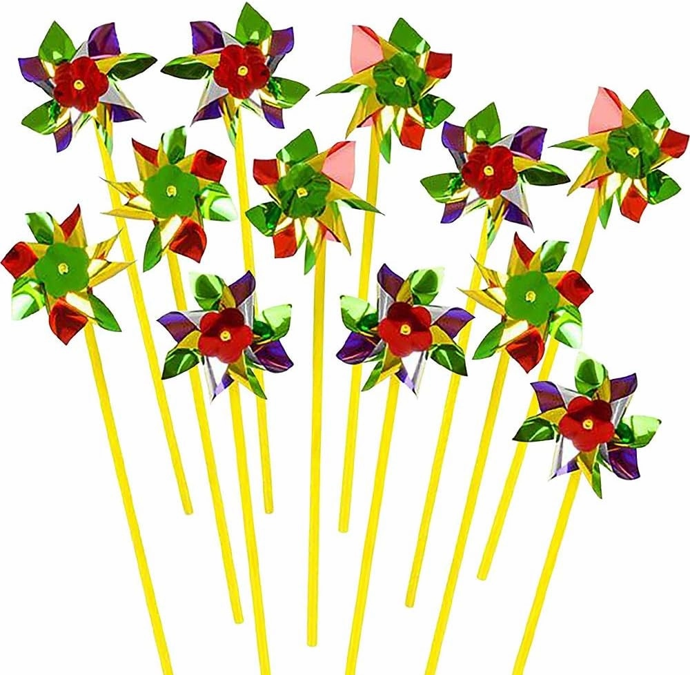 ArtCreativity Pinwheels for Kids - Pack of 24 - Reflective Pinwheel for Yard and Garden Wind Spinners, Lawn Windmill Toy, Fun Carnival Toy and Party Favor - Party Lawn Decor